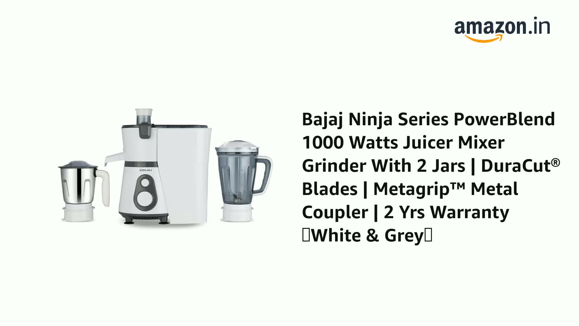 Buy Bajaj Ninja Series PowerBlend 1000 Watts Juicer Mixer Grinder